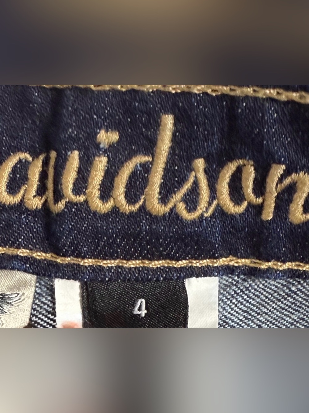 Harley Davidson Womens Bootcut Leg Dark Wash Whiskers Jeans Blue 4 - Picture 9 of 12